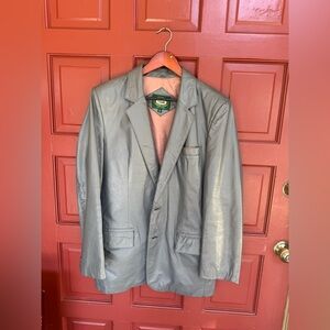 Vintage  Grey Mens 40 Genuine Leather Jacket Blazer
